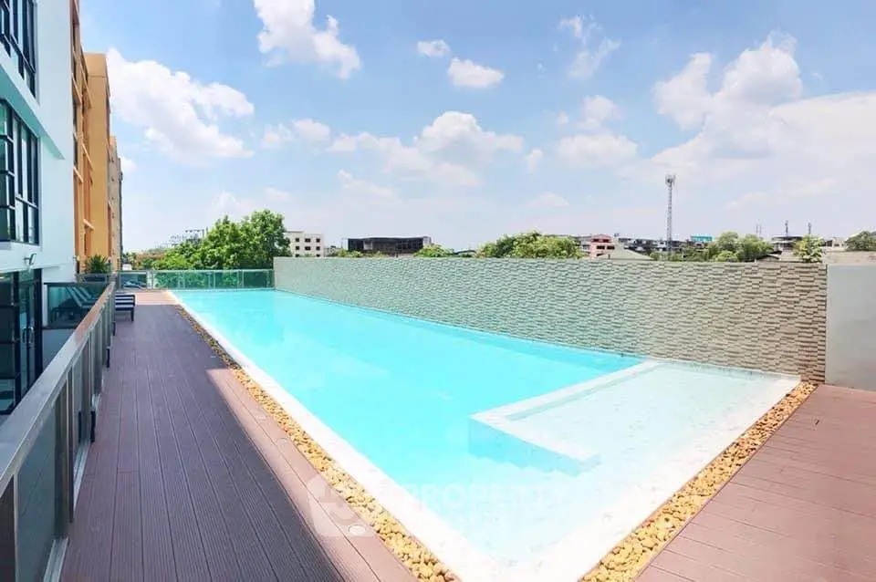 Luxurious rooftop pool with stunning city views and modern design