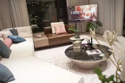 Luxurious modern living room with stylish decor and comfortable seating