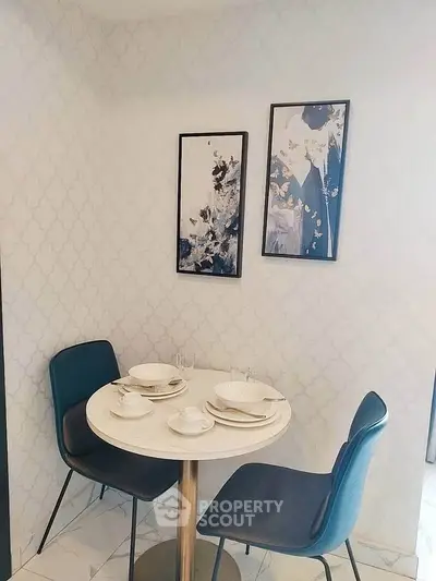 Chic dining nook with modern decor and elegant table setting