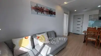 Modern living room with stylish decor and cozy seating area