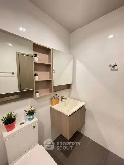 Modern bathroom with sleek fixtures and minimalist design
