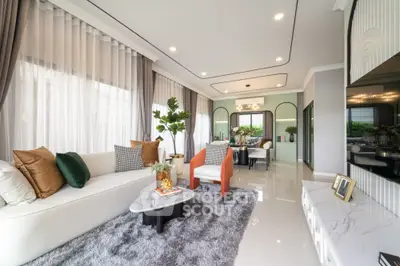 Luxurious modern living room with elegant decor and spacious layout