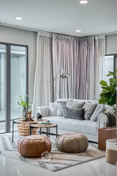 Stylish modern living room with elegant decor and natural light