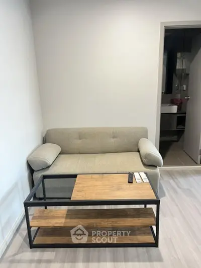 Cozy living room with modern sofa and sleek coffee table
