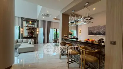 Luxurious modern living room with elegant bar and stylish decor