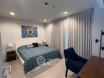 Modern bedroom with stylish decor and cozy ambiance