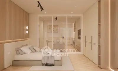 Luxurious bedroom with modern design, featuring elegant lighting and spacious layout for ultimate comfort.