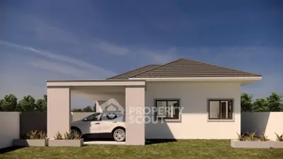 Modern single-story house with carport and landscaped yard