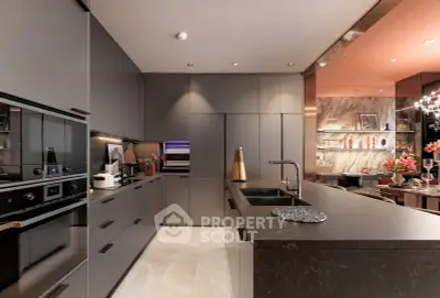 Luxurious modern kitchen with sleek cabinetry and high-end appliances, perfect for gourmet cooking.