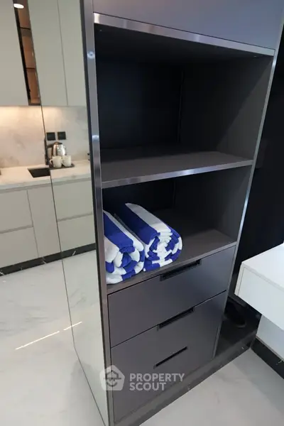 Modern kitchen with sleek storage and elegant design