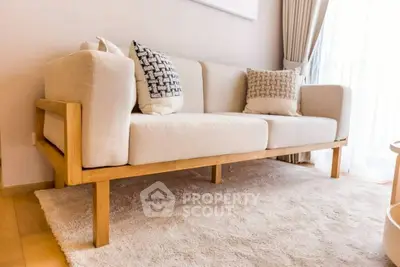 Modern living room with stylish sofa and cozy decor