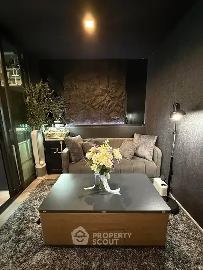 Stylish modern living room with cozy sofa and elegant decor