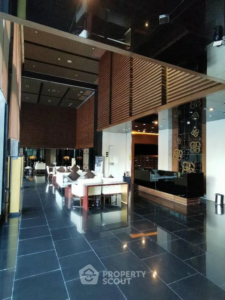 Luxurious modern lobby with sleek design and elegant furnishings