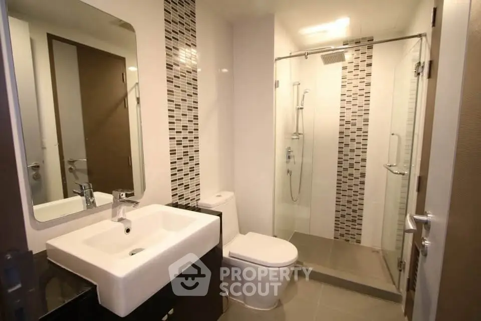 Modern bathroom with sleek design and glass shower enclosure