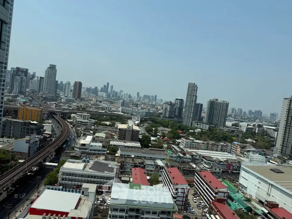 Stunning cityscape view from a high-rise building showcasing urban skyline and vibrant city life.