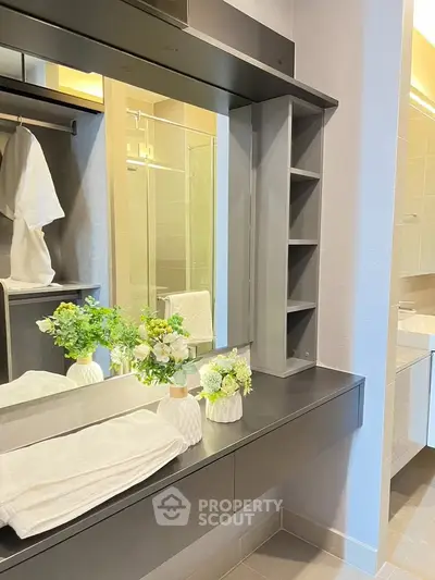 Modern bathroom vanity with sleek design and elegant decor