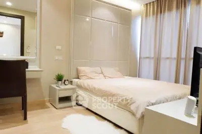 Modern bedroom with cozy decor and natural light