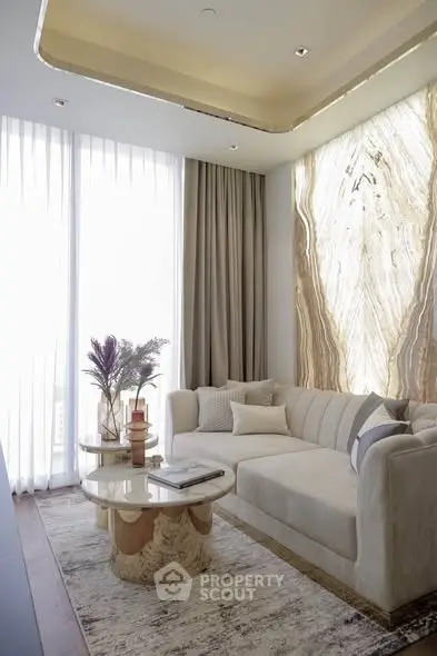 Luxurious living room with elegant decor and natural light