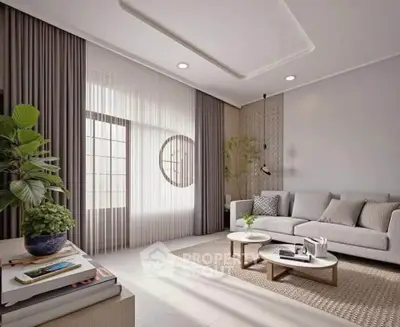 Elegant living room with modern decor and natural light