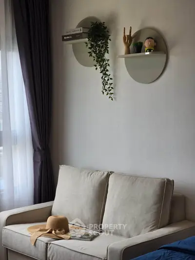 Cozy living room with modern decor and natural light