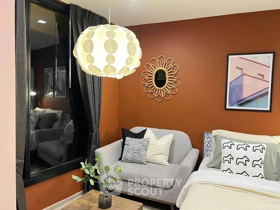 Chic modern living room with stylish decor and cozy seating area