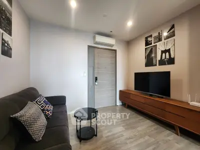 Modern living room with sleek furniture and stylish decor