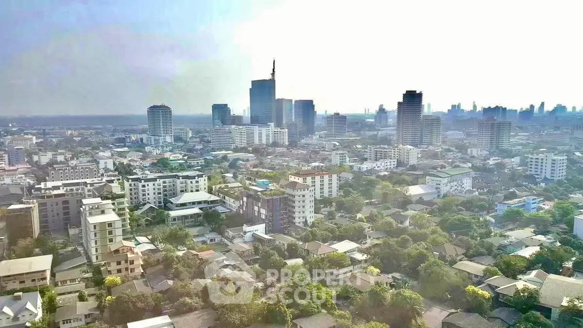 Stunning cityscape view showcasing a vibrant urban skyline with diverse architecture and lush greenery.