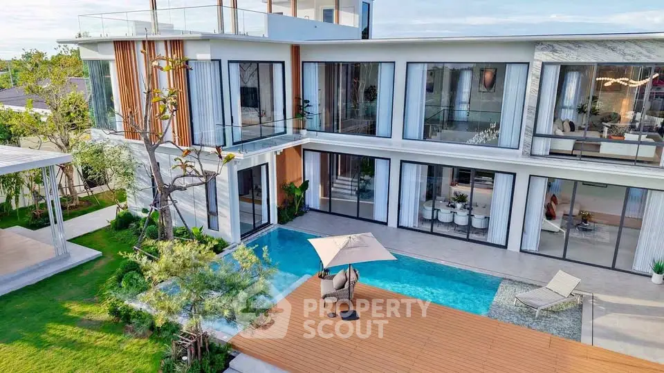 Luxurious modern villa with private pool and spacious balcony, perfect for upscale living.