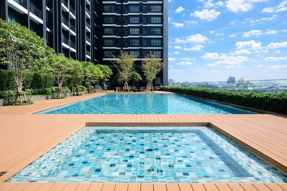 Luxurious rooftop pool with stunning city views and modern design.