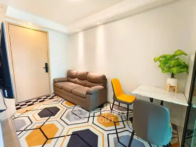 Modern living room with stylish decor and cozy seating area