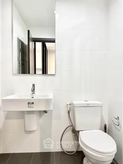 Modern bathroom with sleek fixtures and minimalist design