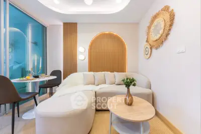 Stylish modern living room with cozy sectional sofa and elegant decor