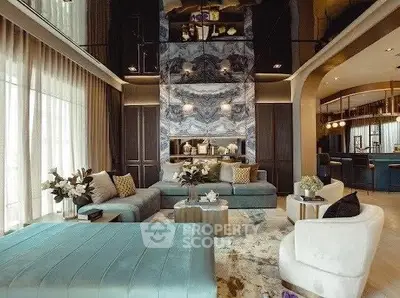 Luxurious modern living room with elegant decor and plush seating