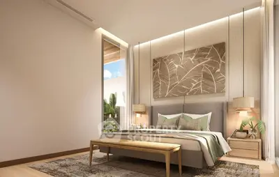 Luxurious bedroom with modern decor and natural light, featuring elegant furnishings and a serene ambiance.