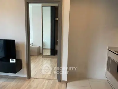 Modern apartment interior with sleek design and wooden flooring