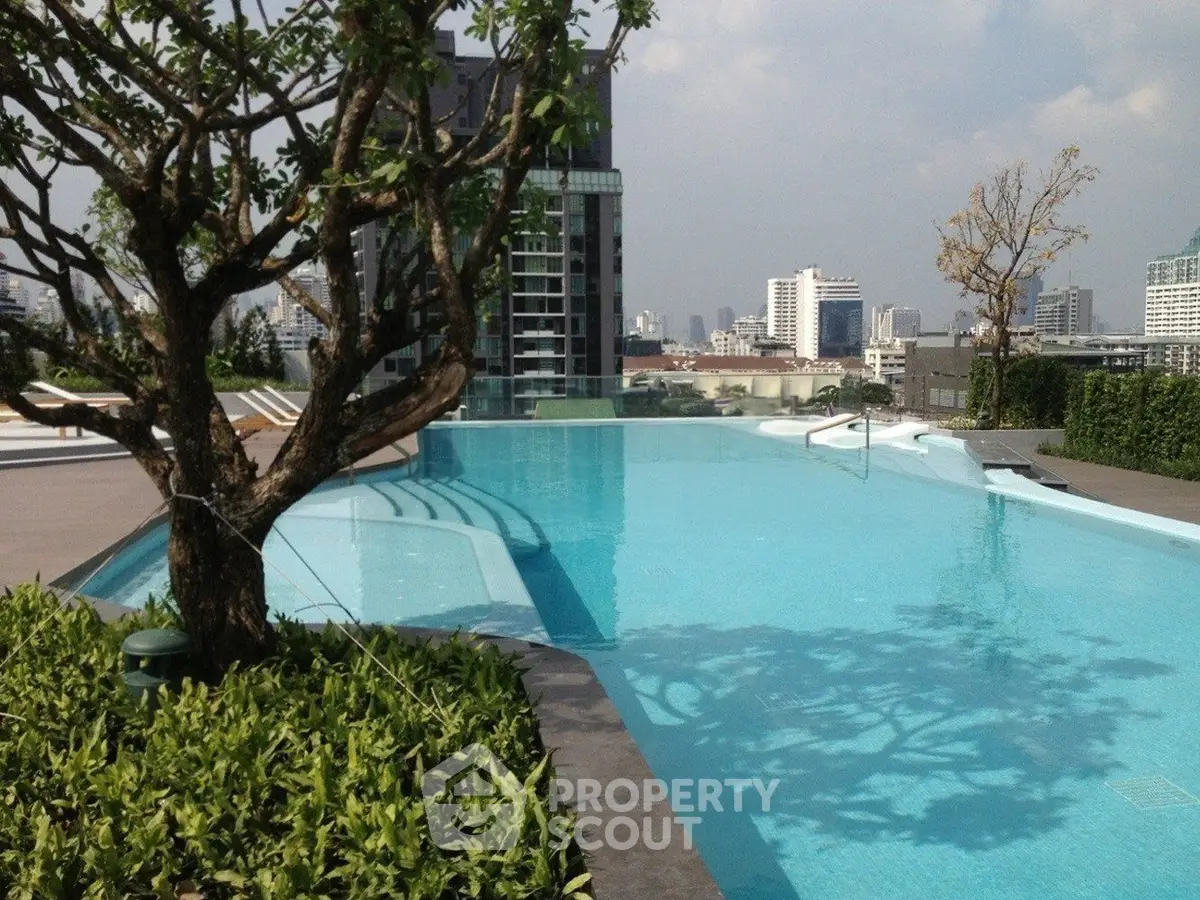 Luxurious rooftop pool with stunning city skyline views, perfect for relaxation and leisure.
