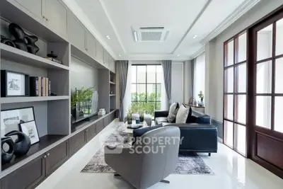 Luxurious modern living room with elegant decor and natural light