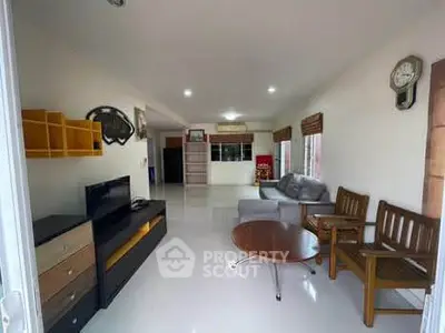 Spacious living room with modern furniture and open layout