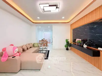 Spacious modern living room with elegant decor and cozy seating area
