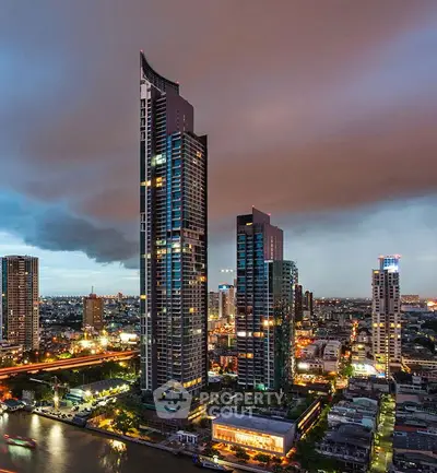 Stunning cityscape view with modern architecture at dusk