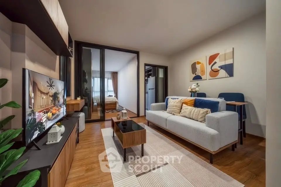 Modern living room with stylish decor and open layout