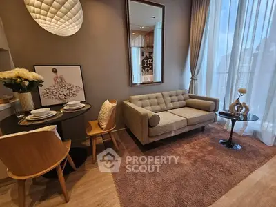 Stylish living room with modern decor and large window view