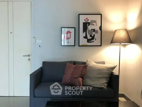 Cozy living room with modern sofa and stylish decor