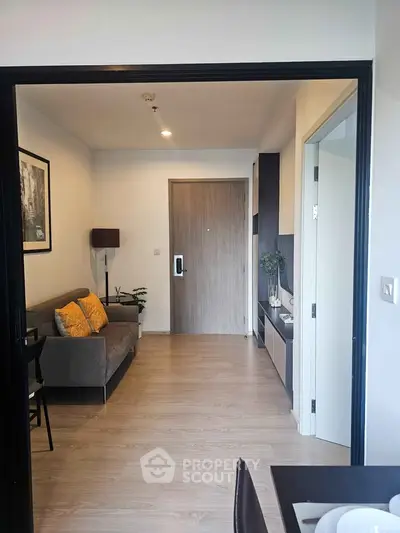 Modern apartment interior with cozy living room and stylish decor