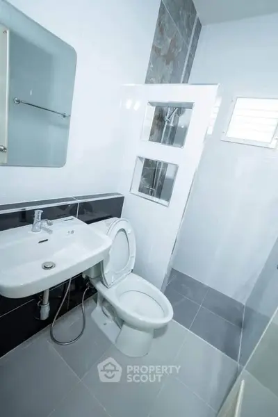 Modern bathroom with sleek fixtures and minimalist design