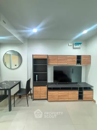Modern living room with sleek furniture and stylish decor