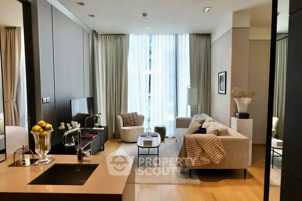 Luxurious modern living room with elegant decor and natural light