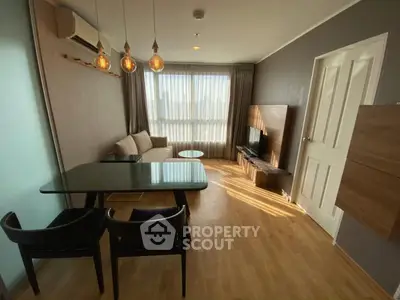 Modern living room with stylish furniture and natural light