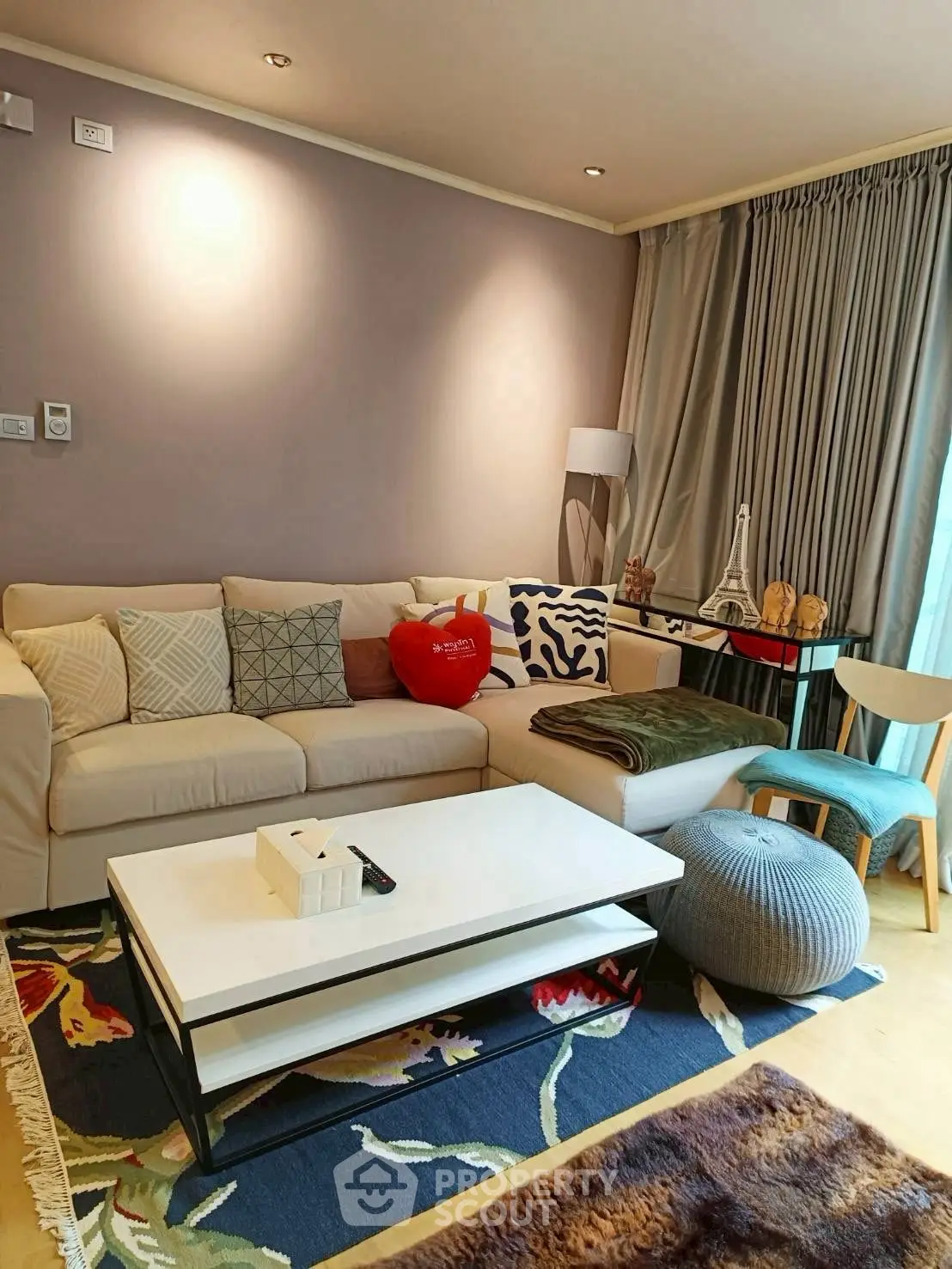 Chic living room with cozy sofa and stylish decor