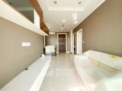 Modern living room with sleek design and natural light